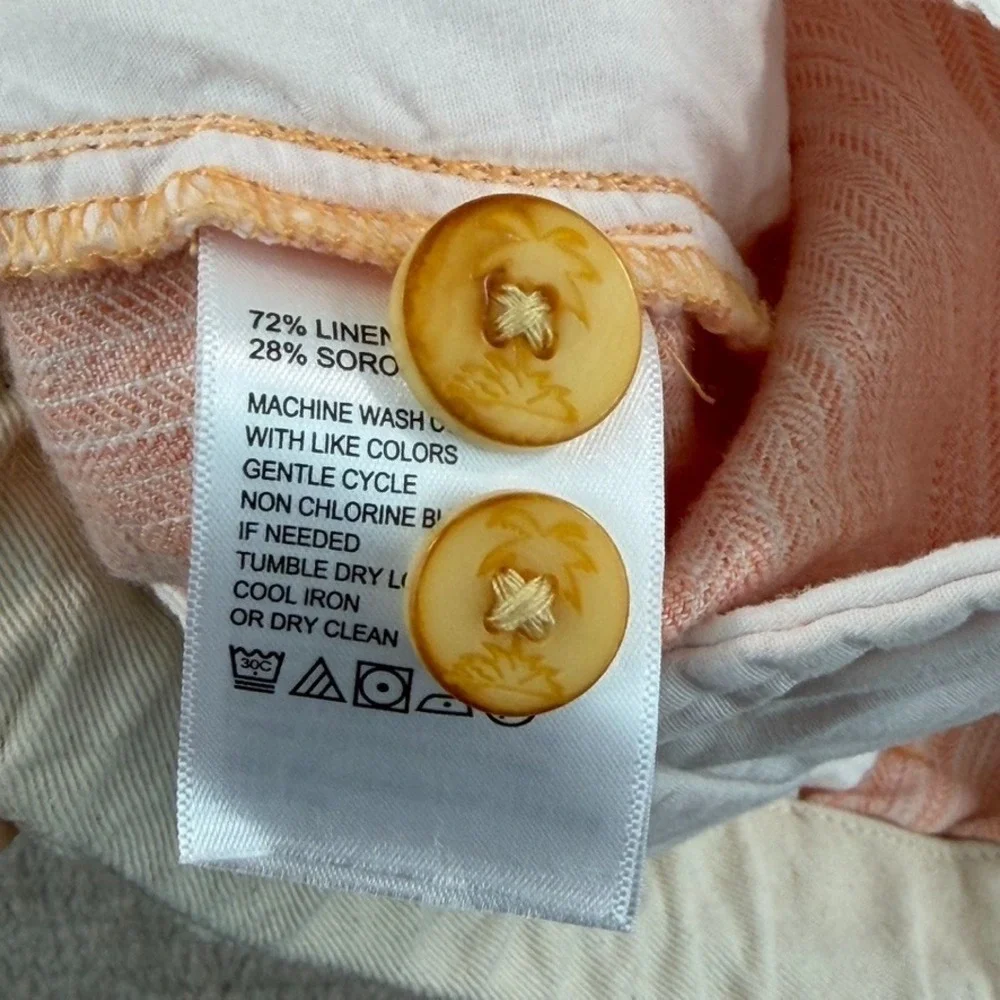 Tommy Bahama Harbor Herringbone Stretch Linen Blend Peach‎ Sorbet Men Large NWOT